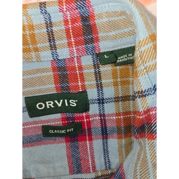 Orvis Mens Classic Fit Plaid Flannel Shirt Large 100% Cotton Long Sleeve - Picture 5 of 9